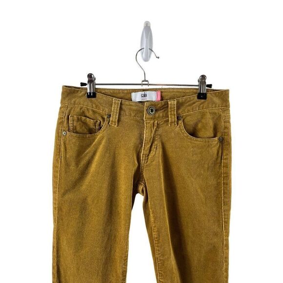 CAbi Jeans Mustard Yellow Umber Skinny Corduroy Pants 2 Low Rise Style 3197 - Picture 2 of 7